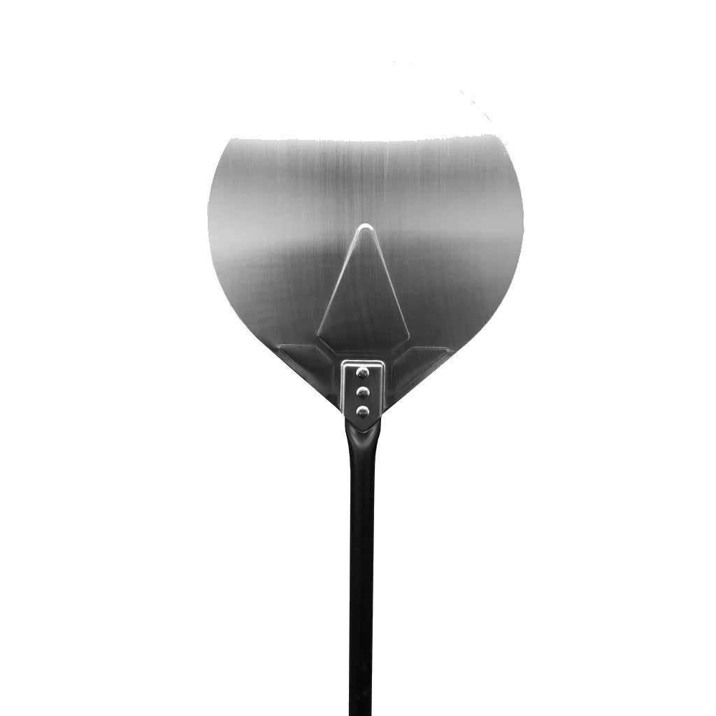 Stainless steel round pizza peel with black aluminium handle