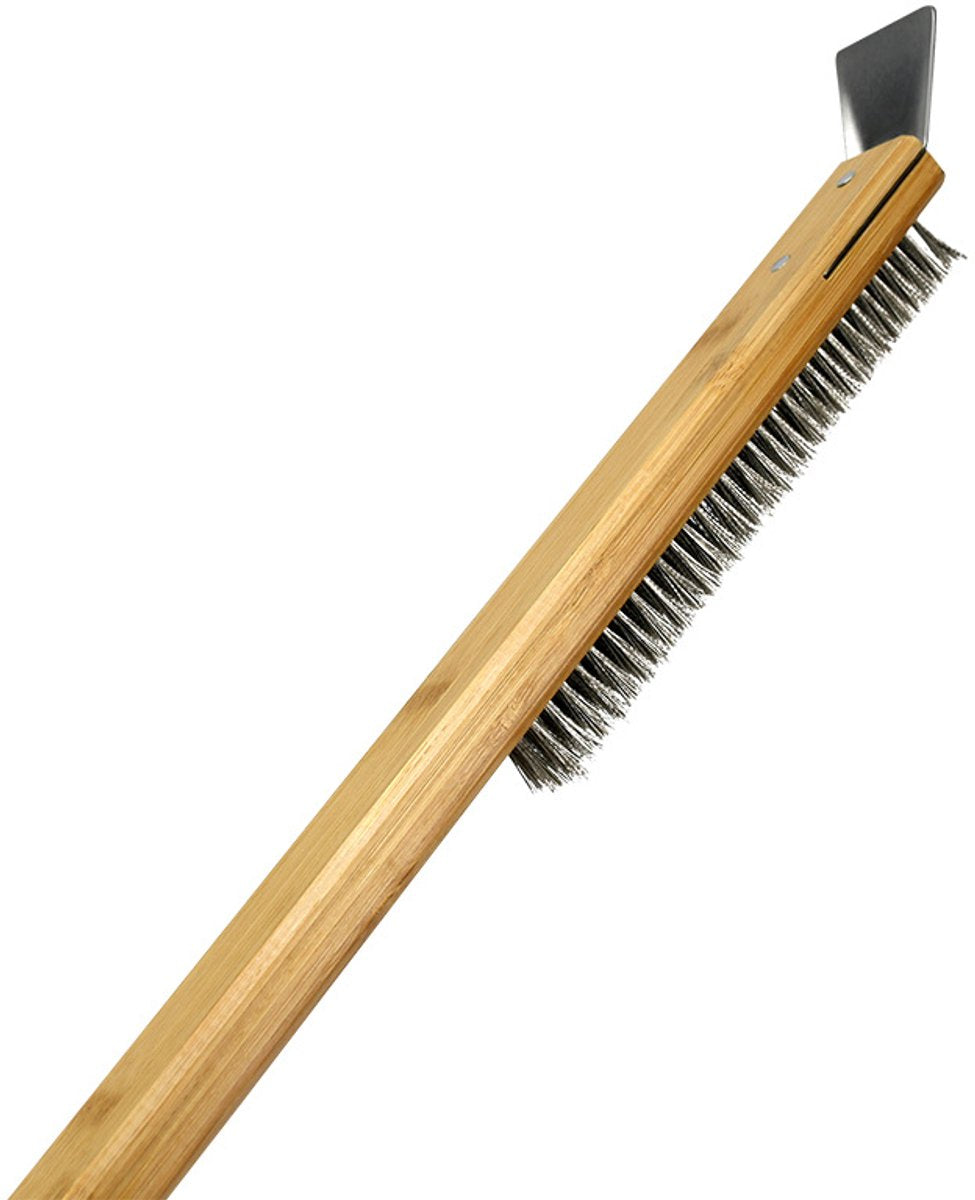 Pizza Oven Cleaning Brush with Copper Wire & Scraper