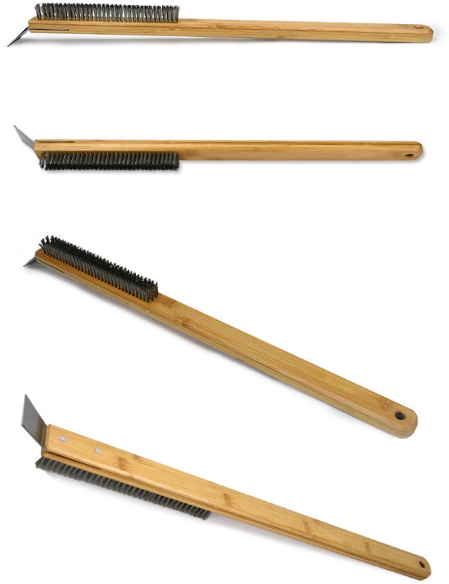 Pizza Oven Cleaning Brush with Copper Wire & Scraper