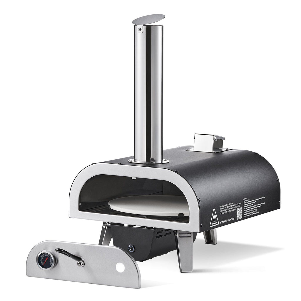Pellet Pizza Oven with Electric Rotation & Thermometer